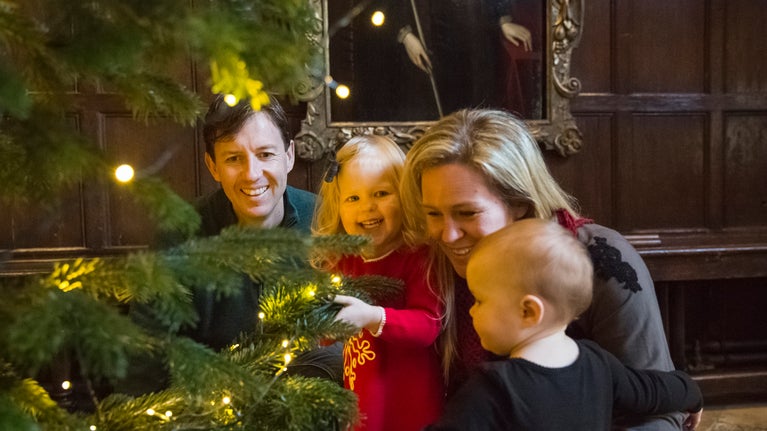 Visitors admiring the festive Christmas decorations